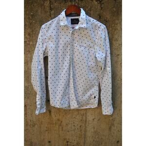 Scotch & Soda Amsterdam Couture White Geometric Diamond Print Button-Up Shirt  M